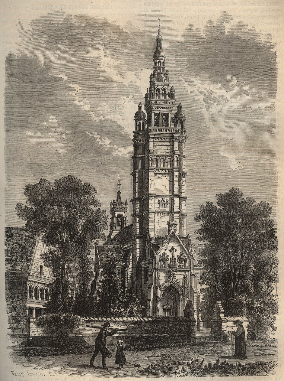 Gothic Art in Decline - Notre-Dame de Roscoff in Brittany - 19th century engraving by Unknown artist