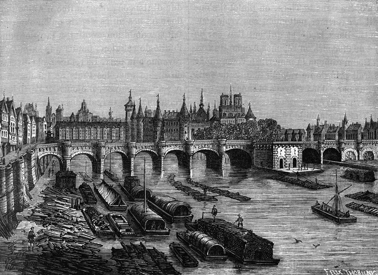 Le pont Neuf à Paris sous Henri III - in Histoire de France by Henri Martin, 19th century by Unknown artist