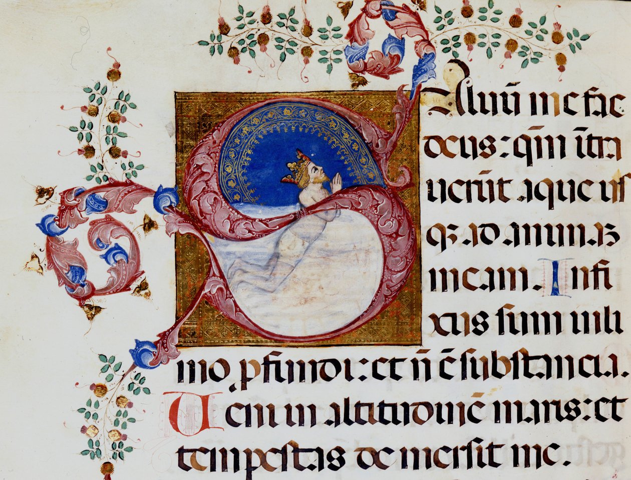 Lettrine S: David in the Deep Light - Antiphonary of the 15th Century. Municipal Bibl. of Rimini by Unknown artist