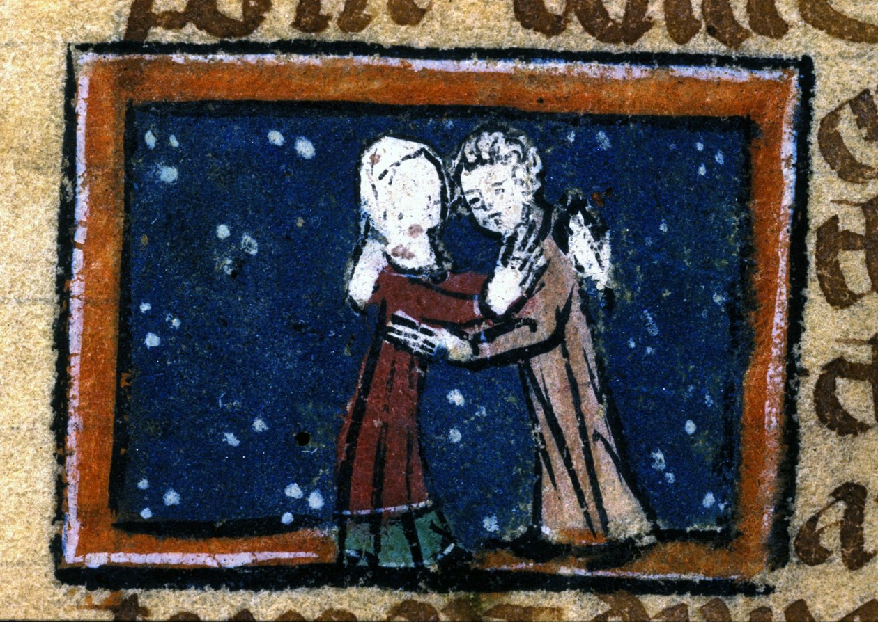 Love Scene from a 13th Century French Manuscript by Unknown artist