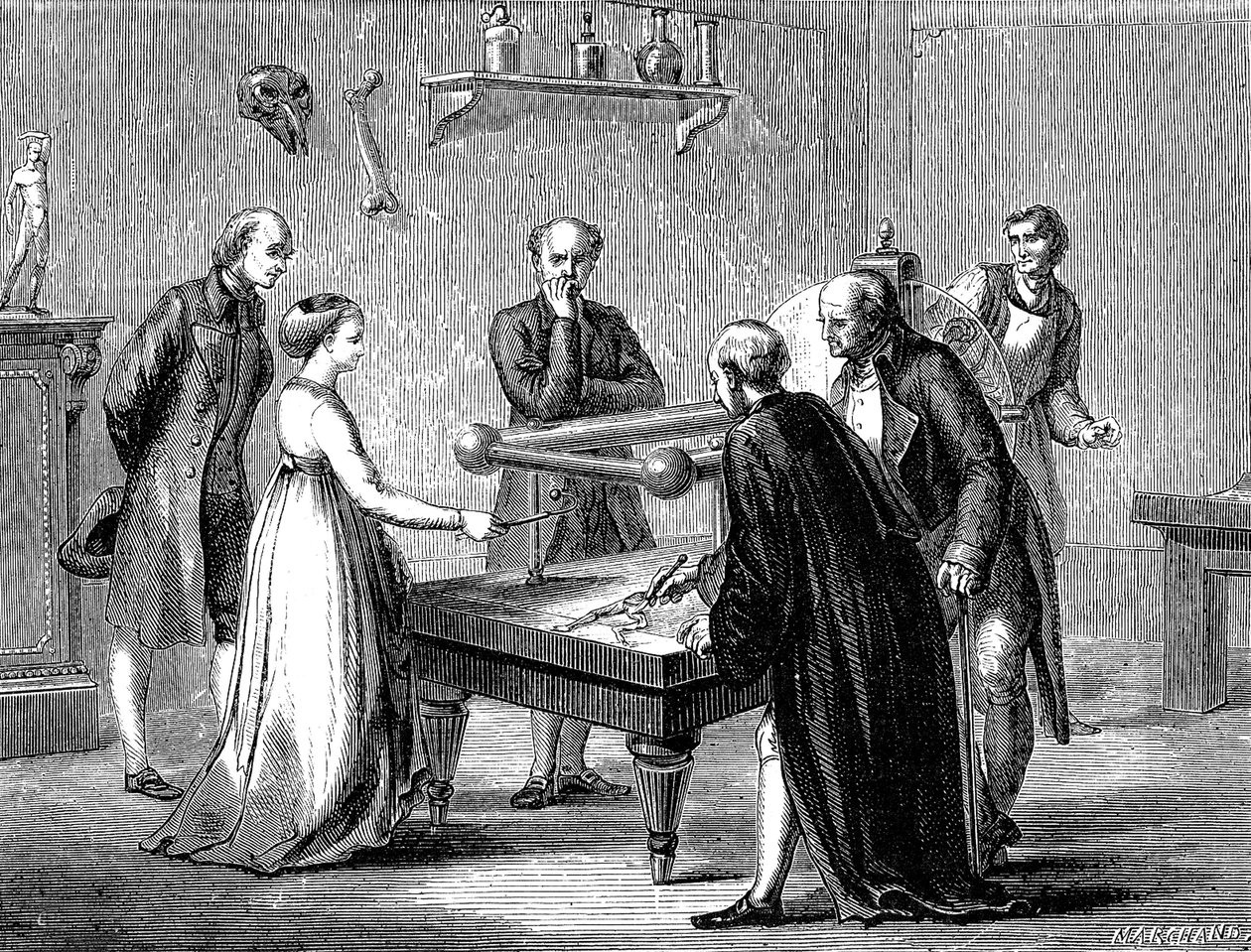 Luigi Galvani discovered in 1780 the irritability of the frog muscle by electricity by Unknown artist