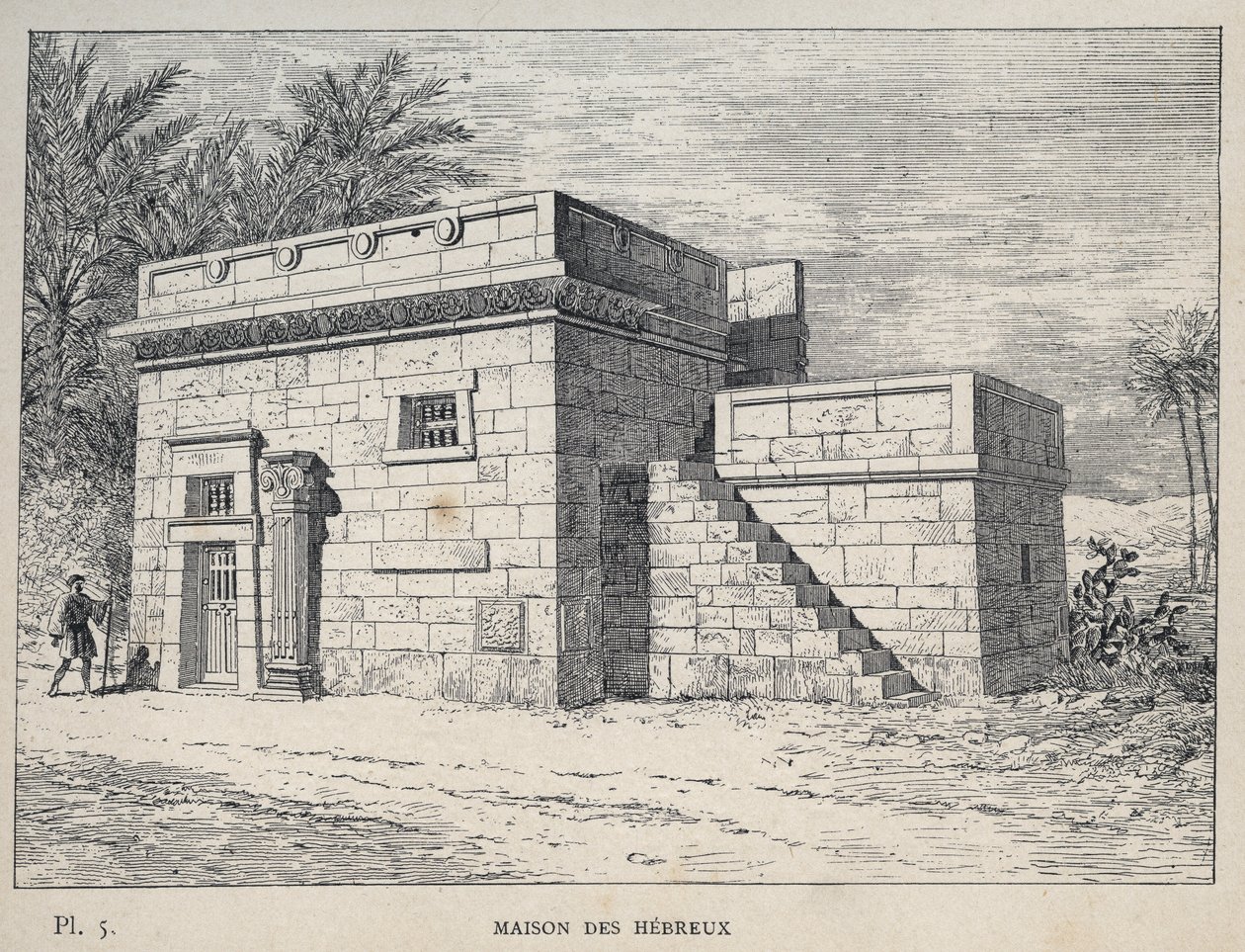 Hebrew Home - engraving of 1889 in Histoire de habitation humaine à l