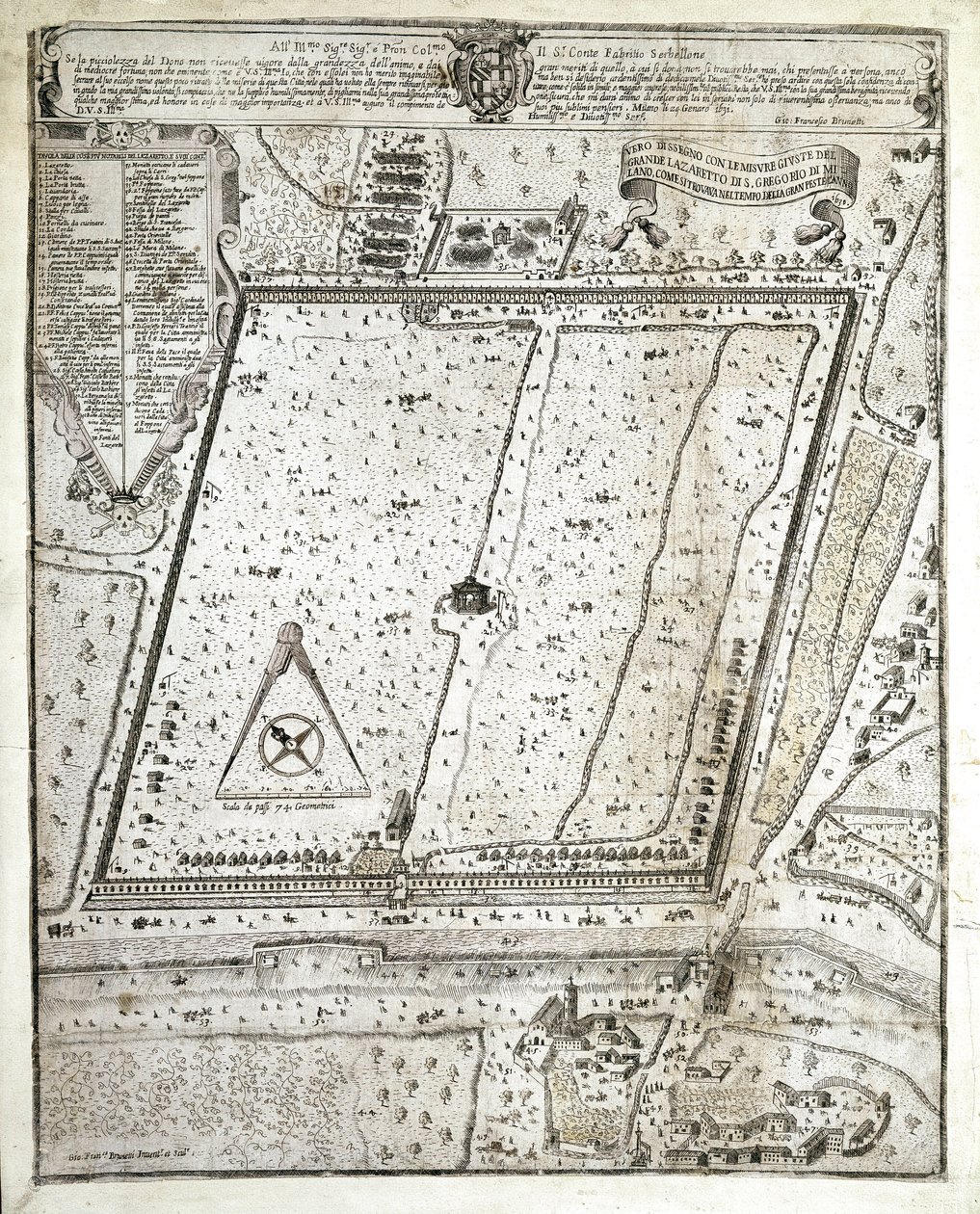 Map of Milan lazaret during the Great Plague of Milan in 1630 by Unknown artist