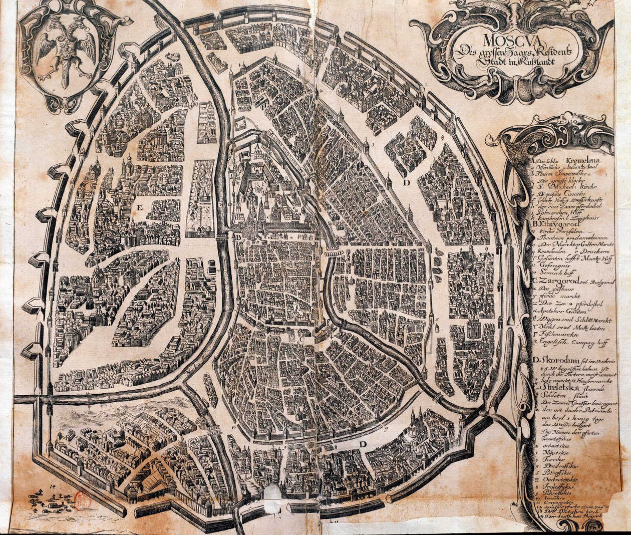 Map of Moscow City in Russia in the 17th century. Paris, B.N. by Unknown artist