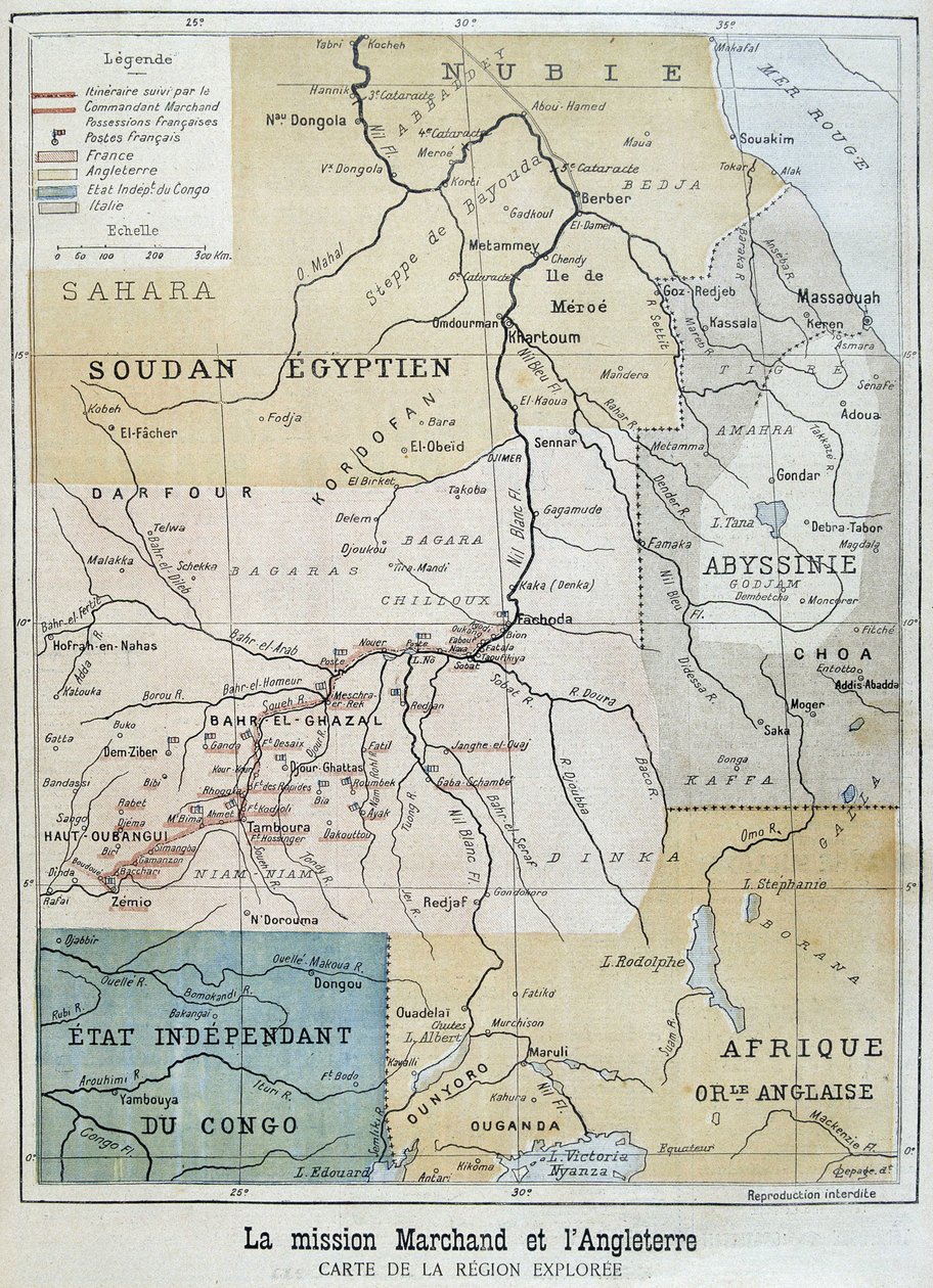 Map of the area explored by the Mission Marchand - in 
