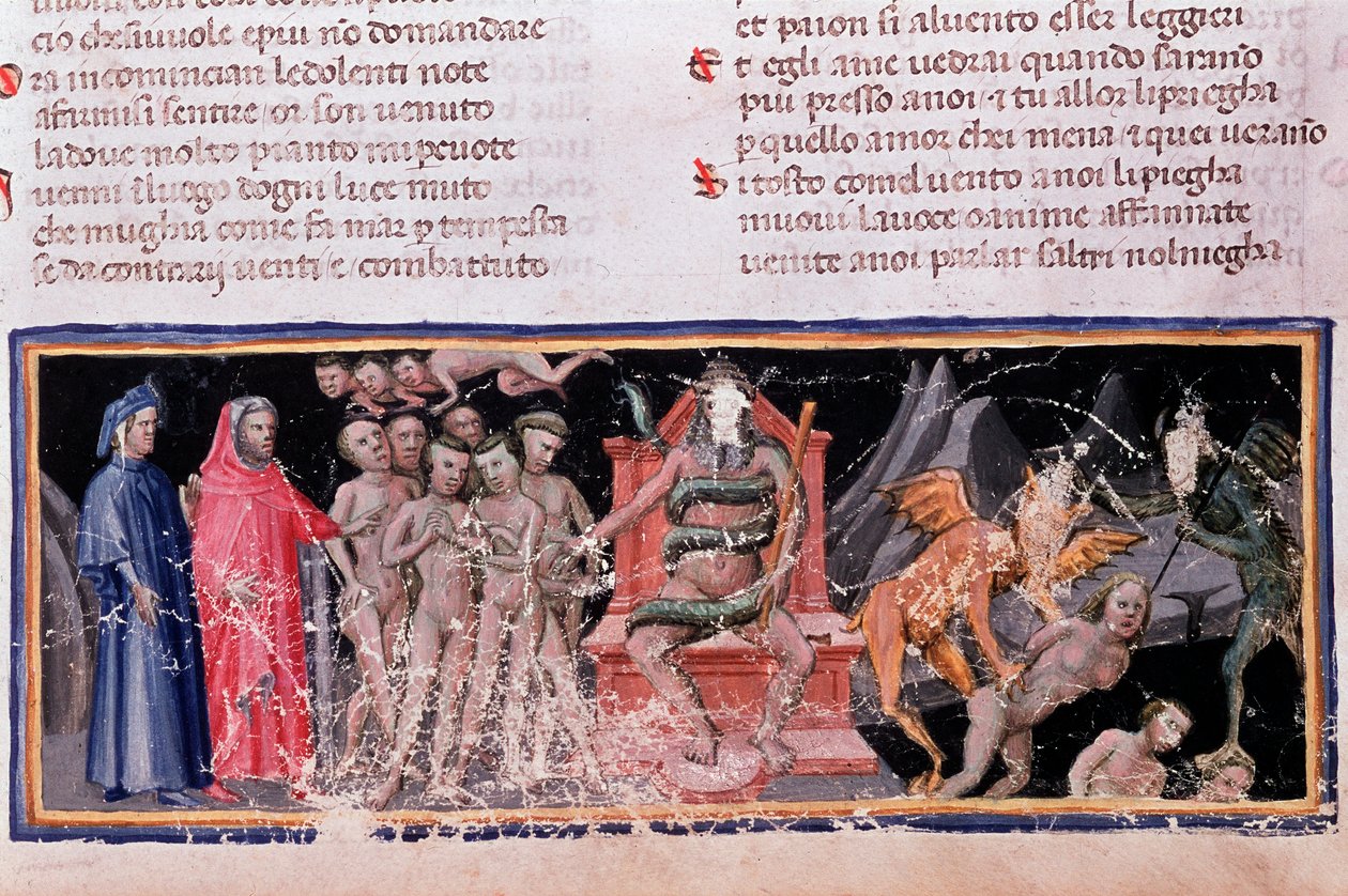 Minos judges the transgressions and dispatches the souls (song 5 of Hell, in the Divine Comedy) by Unknown artist