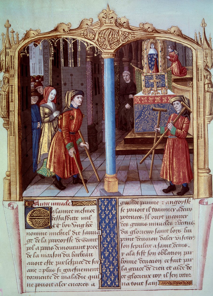 Miracle of Saint Louis (1214-1270): a warrior of a lame with crutches by Unknown artist