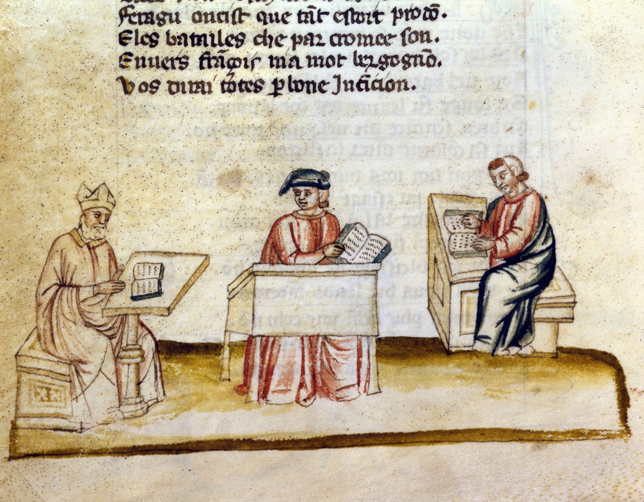 Monks Studying in a Monastery, Miniature Manuscript by Unknown artist