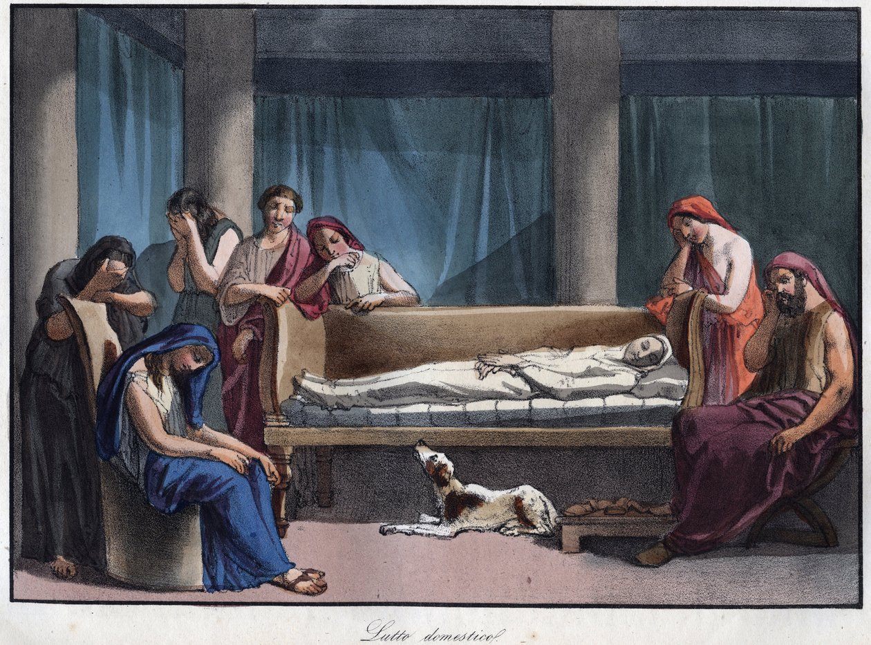 Mourning in a Roman House - Engraving from 