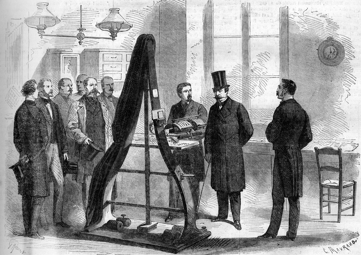 Napoleon III visited the offices of the electric telegraph at the Ministry of the Interior in 1866. by Unknown artist