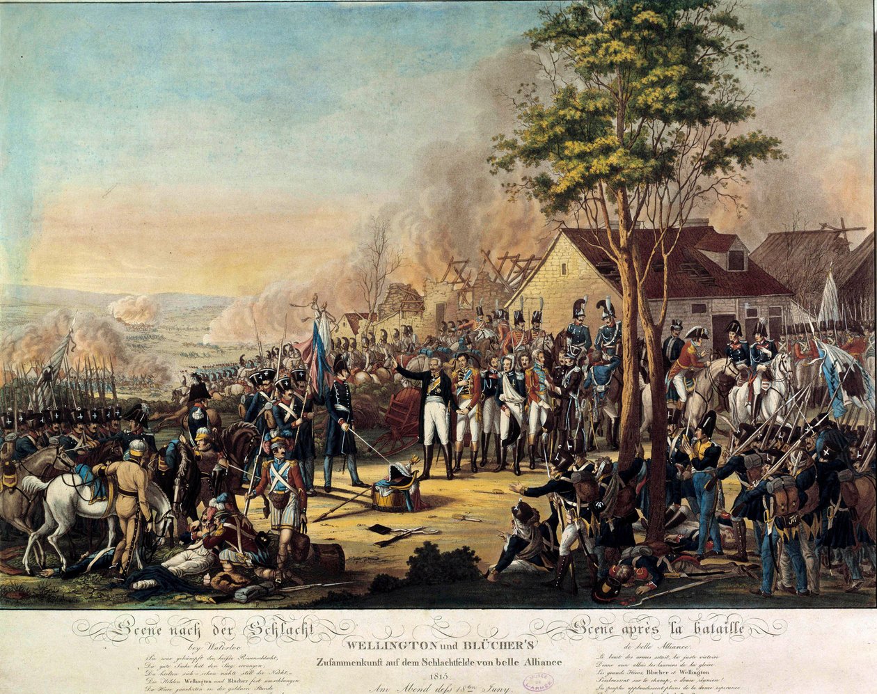 Napoleonic Wars: Battle of the Belle Alliance or Waterloo won on 18/06/1815 by the armed forces under Arthur Wellesley, Duke of Wellington and Prince Blucher by Unknown artist