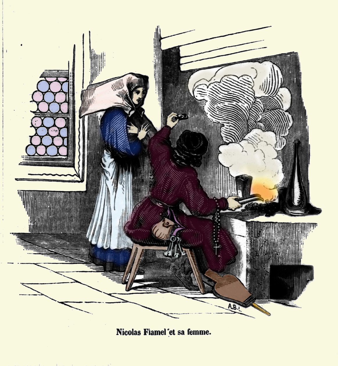 Portrait of Nicolas Flamel with his wife by Unknown artist