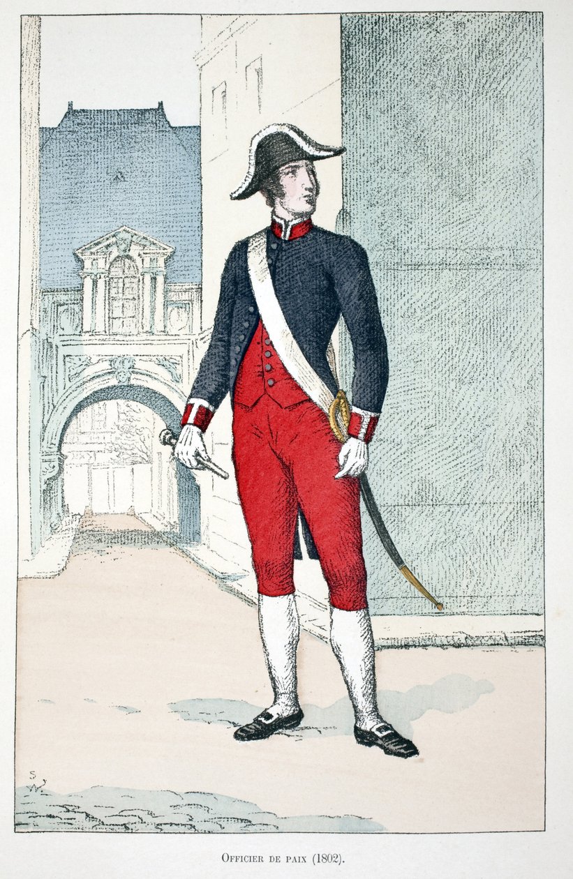 Officer of Peace (1802). Eau forte en couleurs, for illustration 