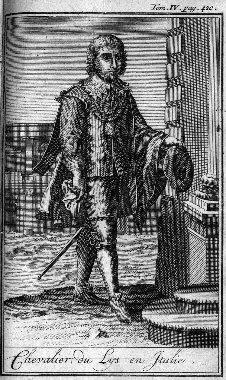 Orders of Chivalry. Knight of the Lily in Italy. In “History of military orders or knights, of the secure and routine militias of both sex, which have been established so far. Edition taken from Abbe Giustiniani, R.P.Bonani, M. Herman, Schoonebeek, R.P.H by Unknown artist