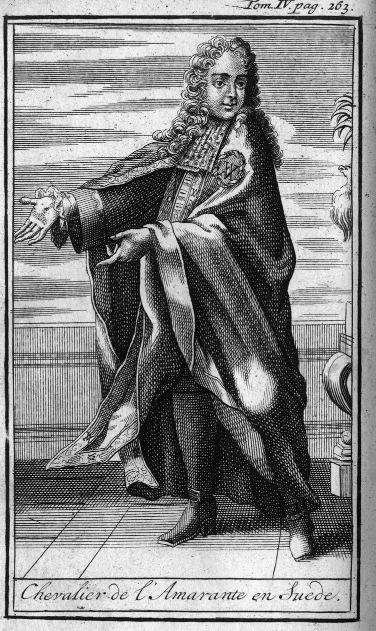 Orders of Chivalry. Knight of the amaranth in Sweden in the 17th century. In “History of military orders or knights, of the secure and routine militias of both sexes, which have been established so far. Edition taken from Abbe Giustiniani, R.P.Bonani, M. by Unknown artist