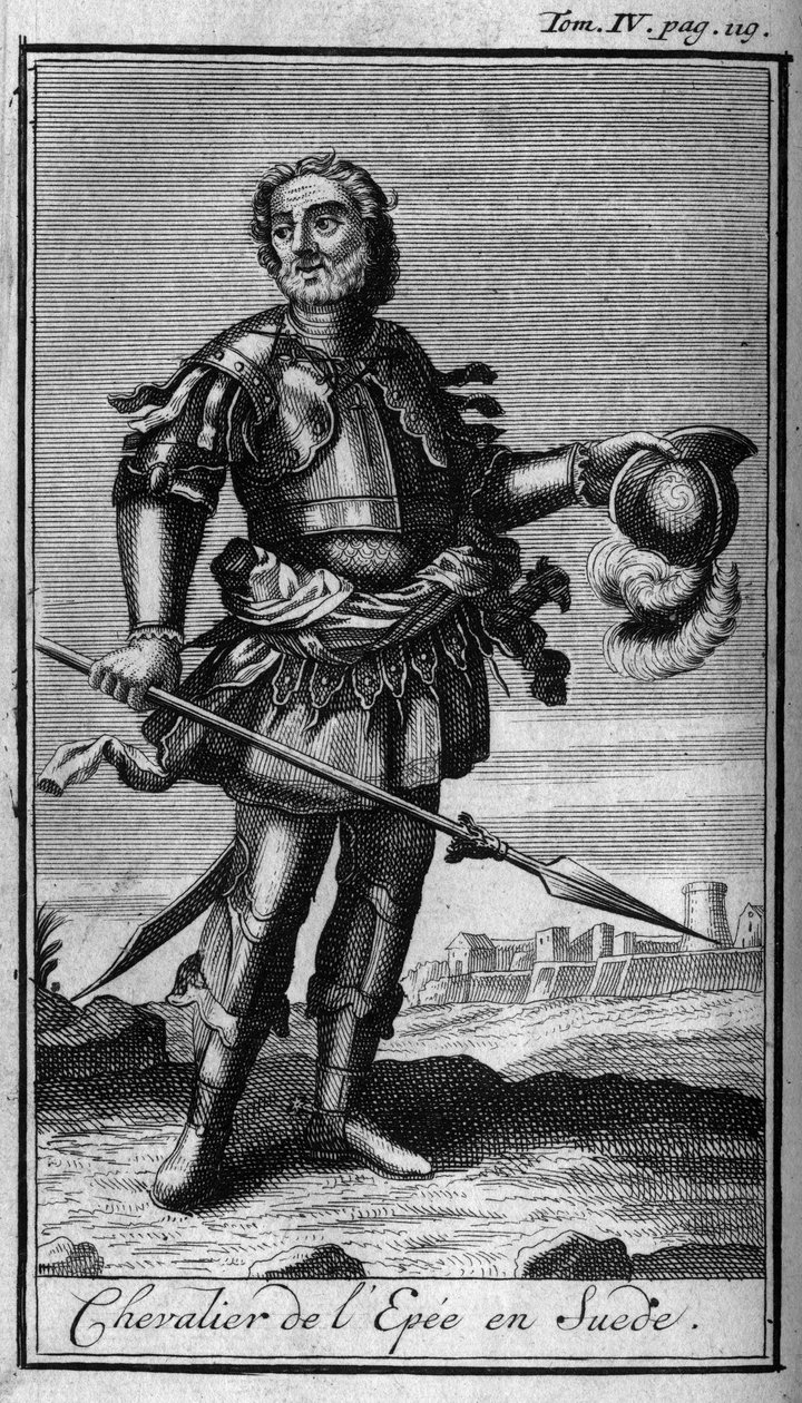 Orders of Knight. Knight of the Sword in Sweden in the 16th century. In History of military orders or knights, of the secure and routine militias of both sex, which have been established up to now. Edition taken from Abbe Giustiniani, R.P.Bonani, M. Her by Unknown artist