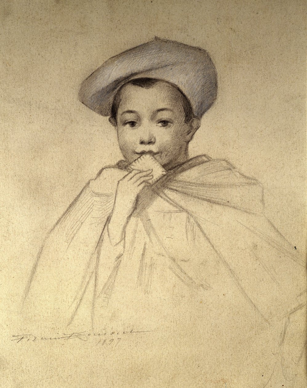 Original portrait used as a logo for the boxes of cookies LU by Unknown artist