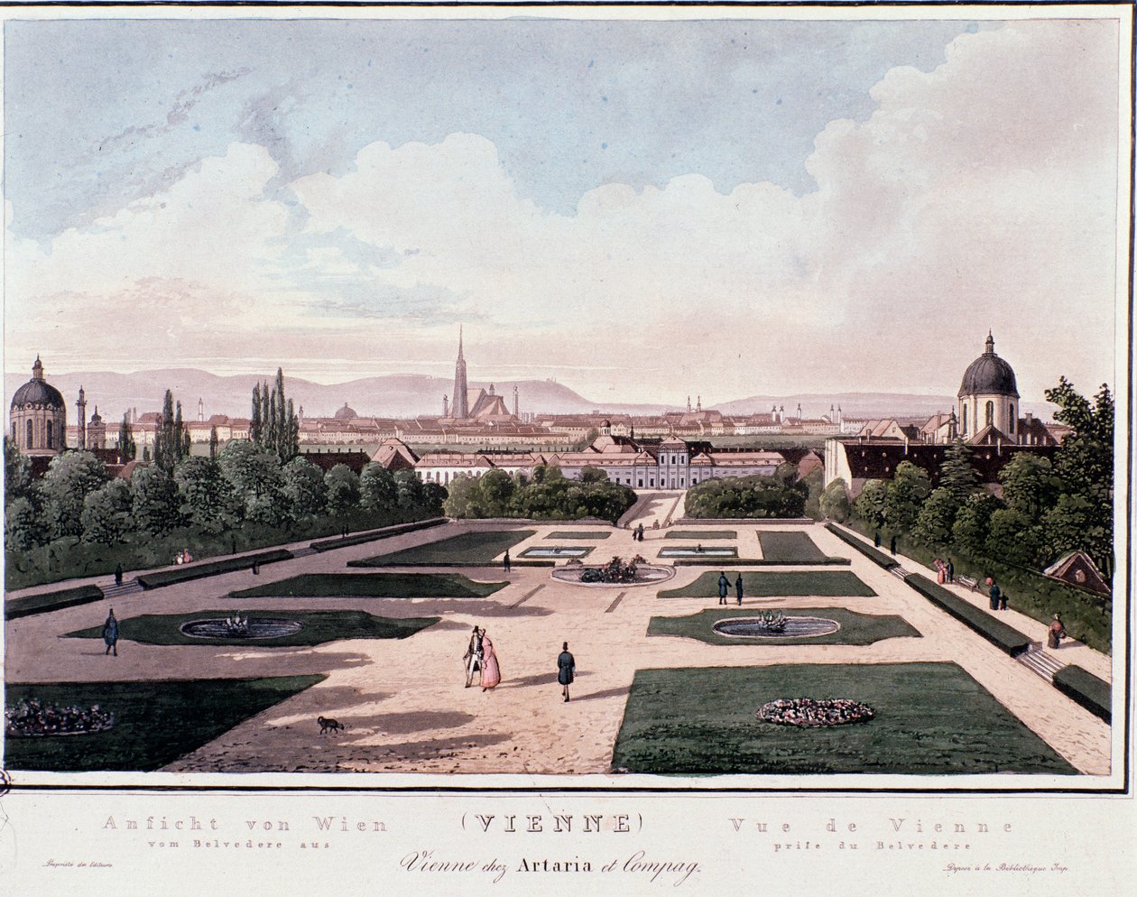 Overview of Vienna from Belvedere, Austria. Engraving from 1830 by Unknown artist