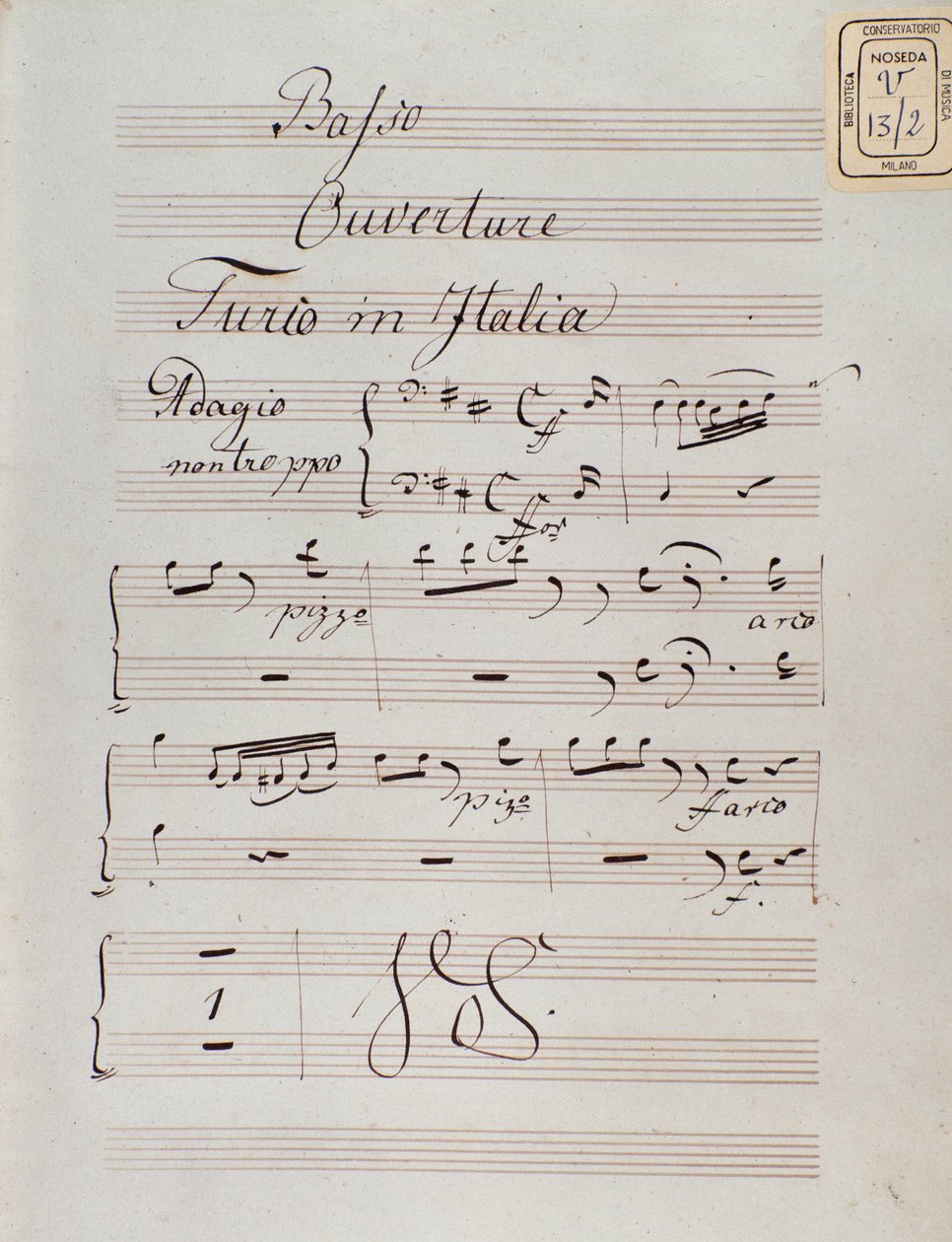 Page of musical score of the overture of The Turk in Italy by Gioacchino Rossini by Unknown artist