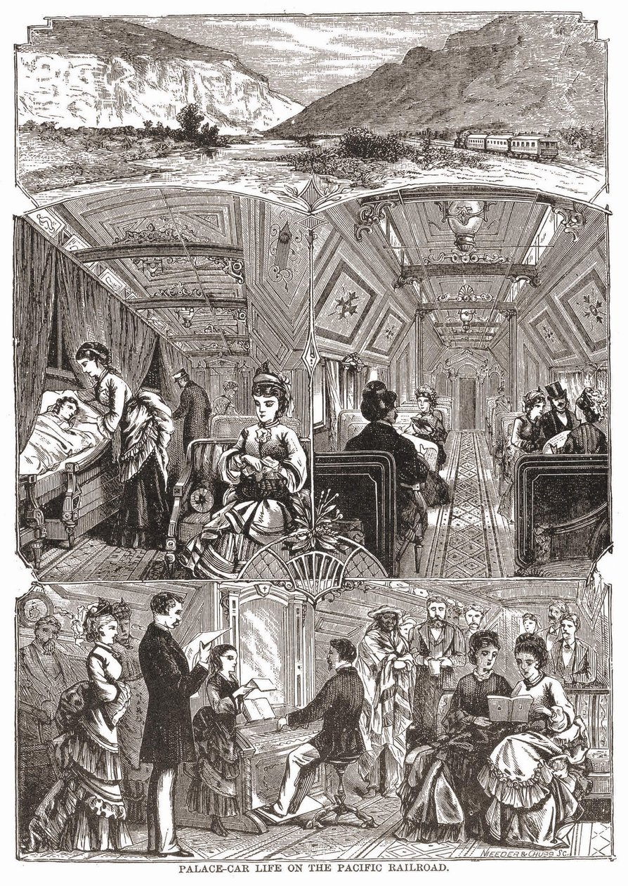 Palace-car life on the Pacific Railroad, engraving, 19th century by Unknown artist