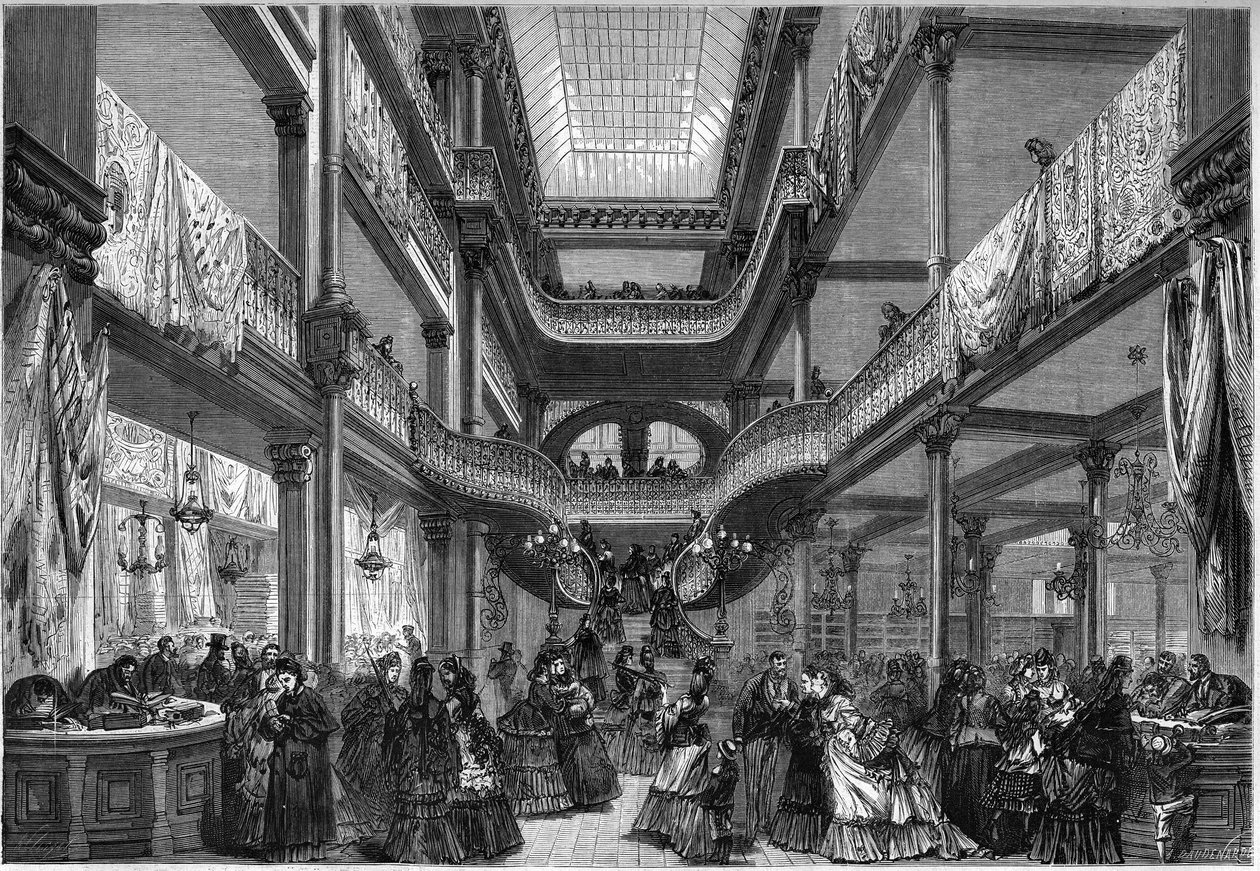 Paris 1872: Interior of new shops, 