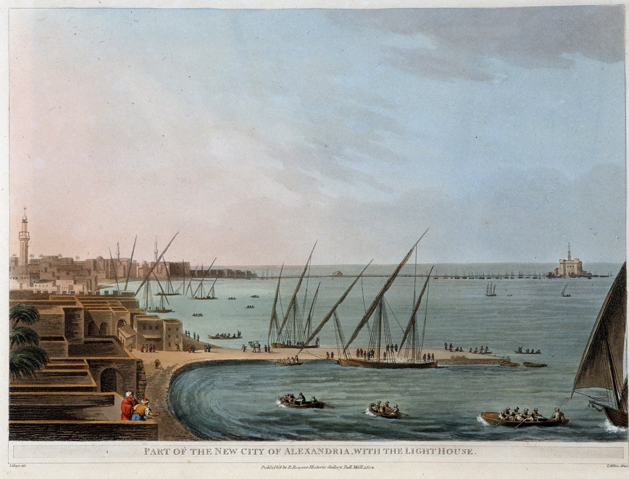 Part of the new city on Alexandria, with the light house - in “Views in Egypt, Palestine and other parts of the Ottoman Empire” by Unknown artist