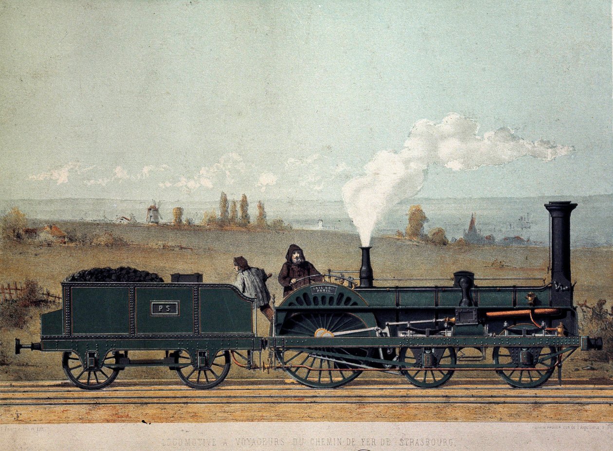 Passenger Locomotive and Coal Wagon of the Strasbourg Railway by Unknown artist
