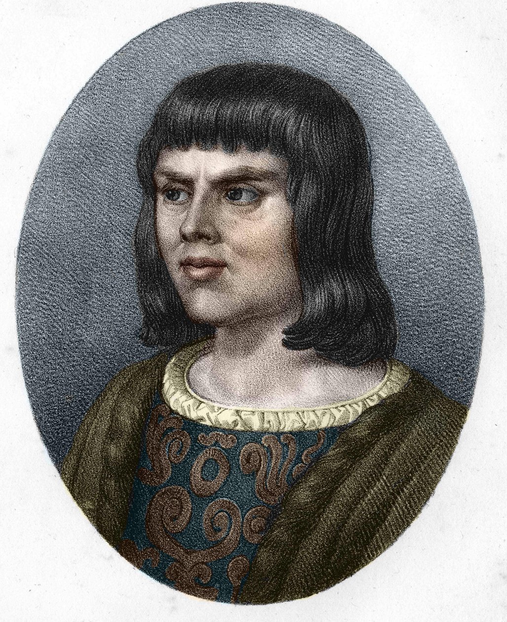 Portrait of Alain Chartier. French diplomat and writer (1385 to 1433). Secretary of the future Charles VII. 19th century engraving. by Unknown artist