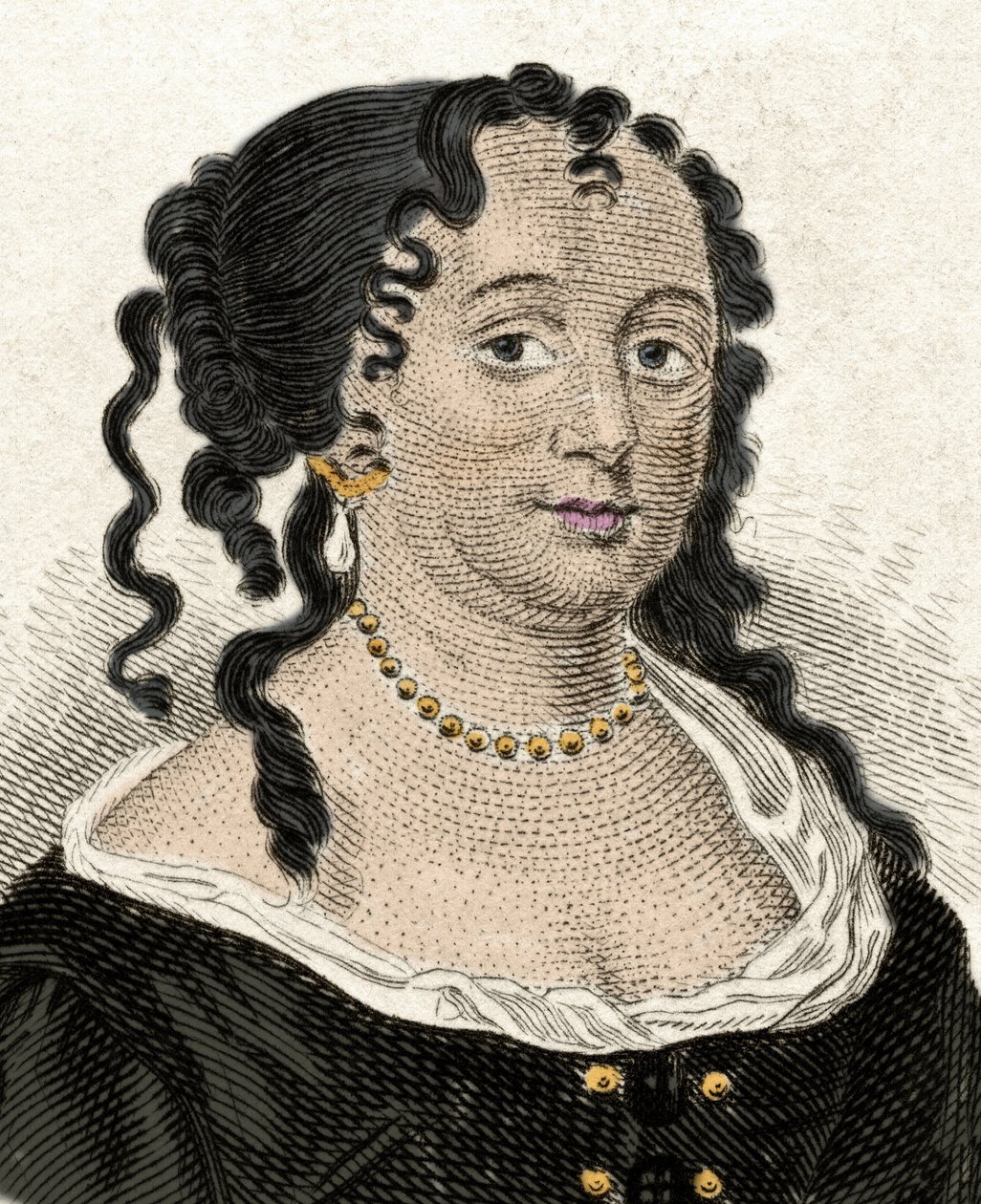 Portrait of Anne Hyde, Duchess of York and First Wife of James II of England (engraving of the 19th century) by Unknown artist