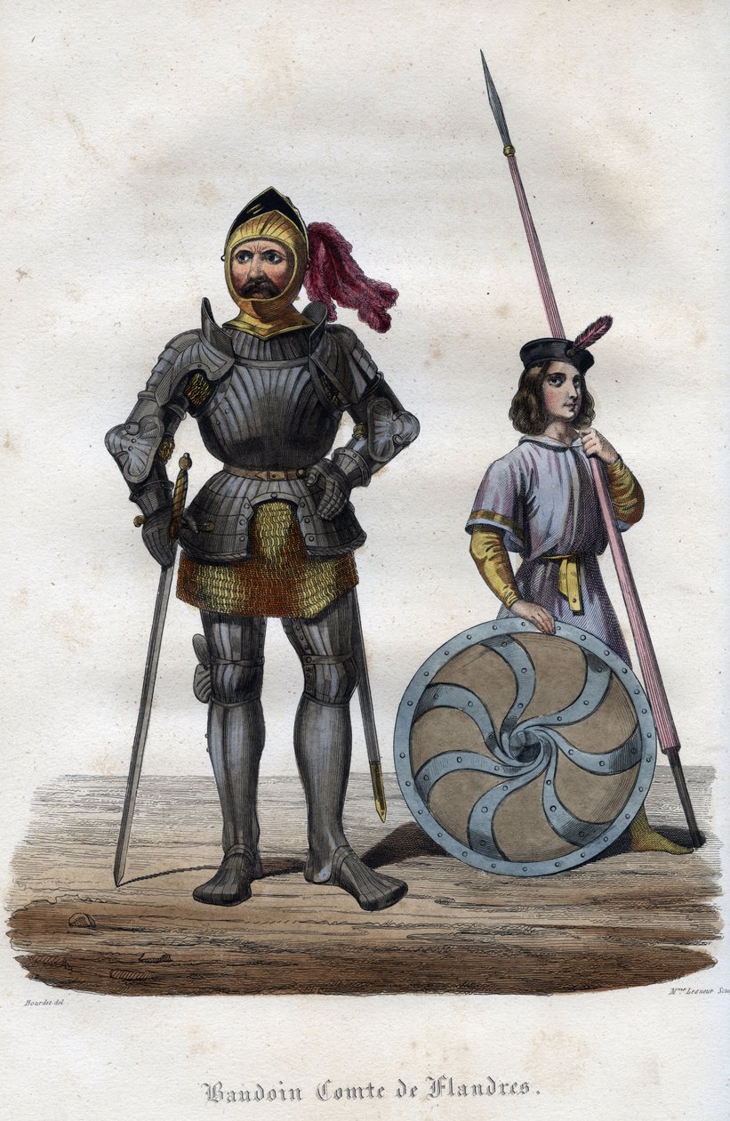 Portrait of Baldwin I, Count of Flanders (830s-879), also known as ...