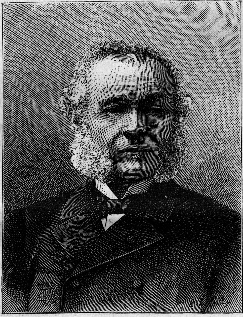 Portrait of Charles Adolphe Wurtz (1817-1884), French chemist and teacher. Engraving in 