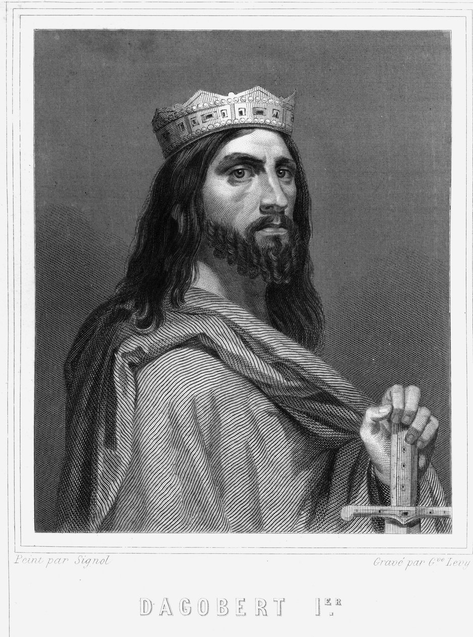 Portrait of Dagobert I, King of the Francs - in “Histoire des Français” by Lavallée, engraving by Unknown artist