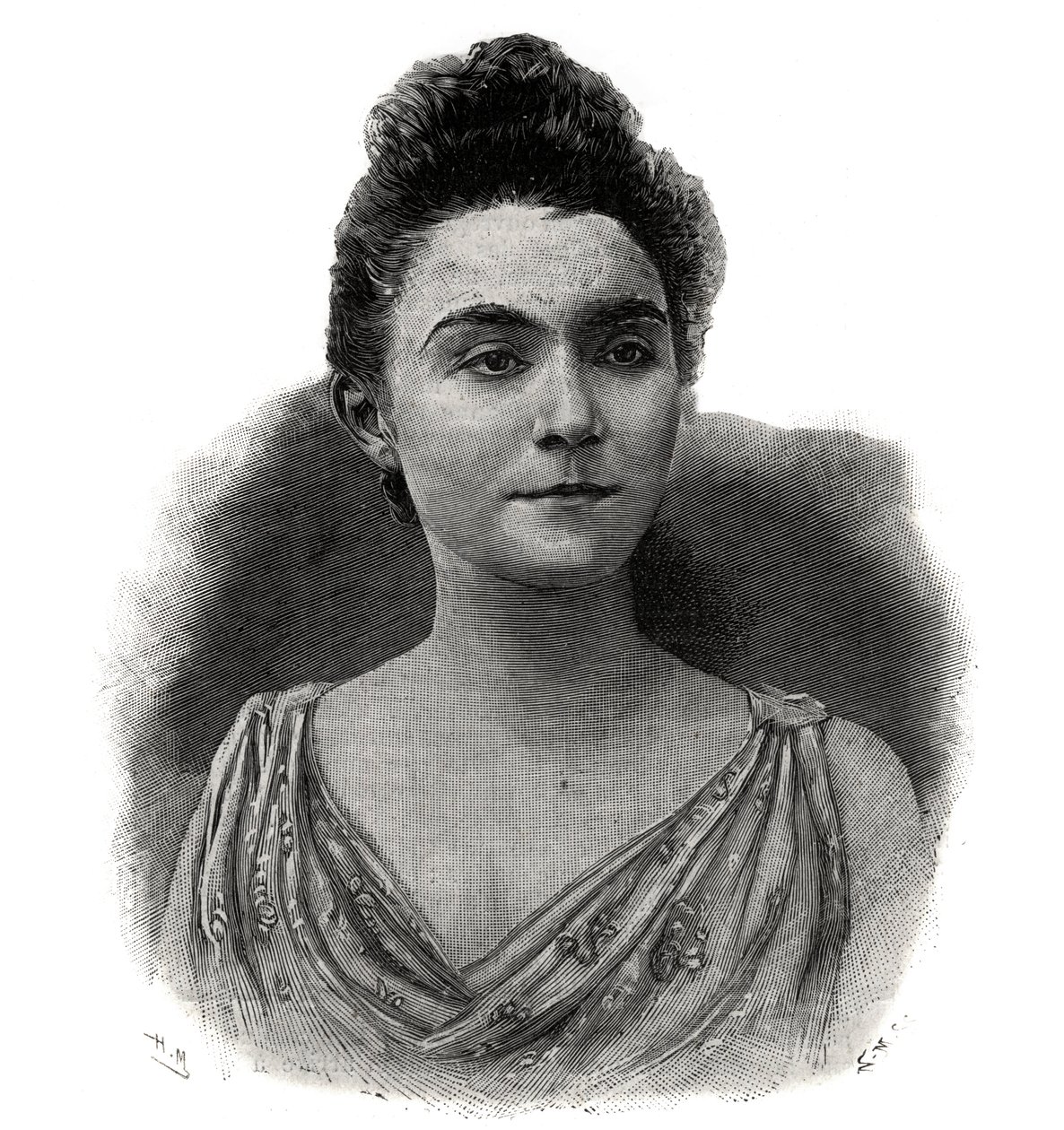 Portrait of Yvette Guilbert (1865-1944) French Singer of the Coffee-Concert - Engraving of 1892 by Unknown artist