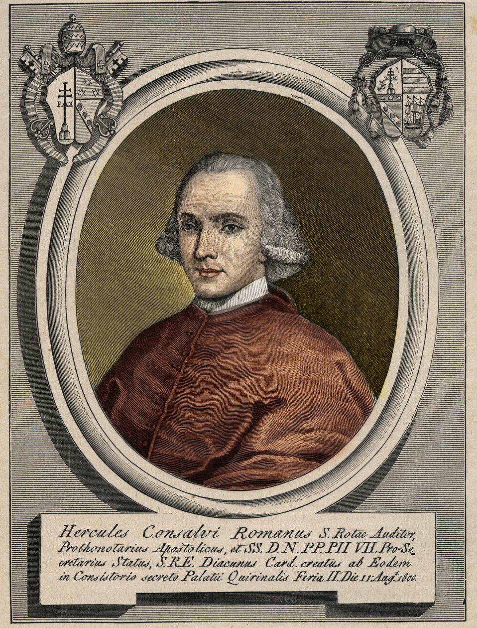 Portrait of Ercole Consalvi (1757-1824), Cardinal Secretary of State of Pius VII. Engraving of the 19th century by Unknown artist