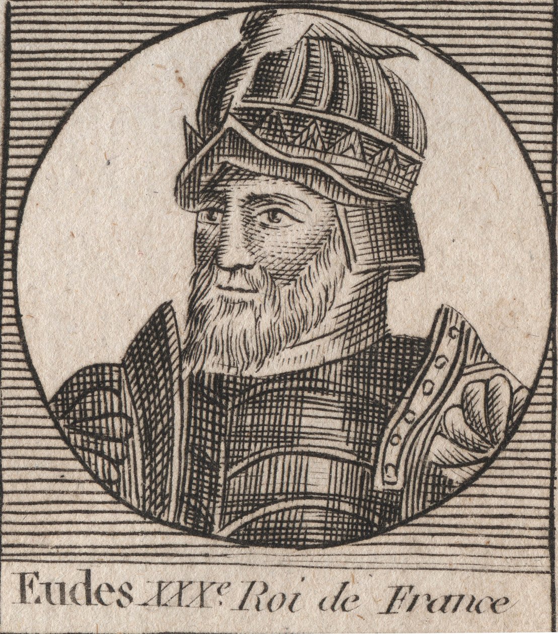 Portrait of Eudes, Count of Paris and Troyes, then King of France - engraving from 