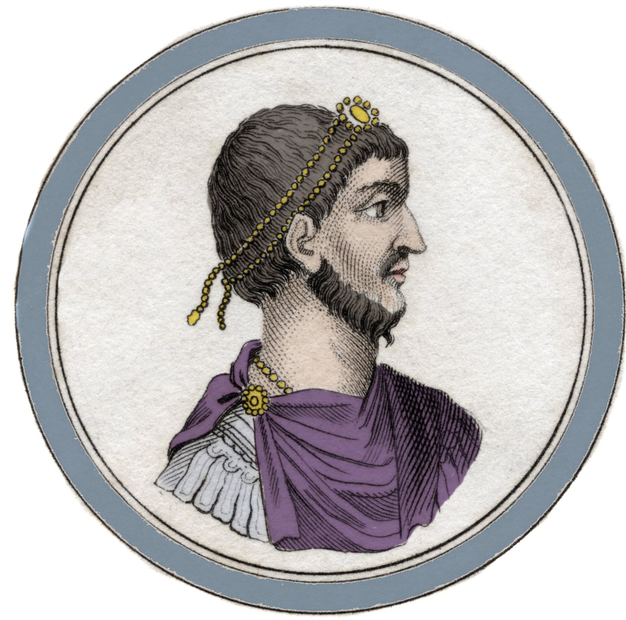Portrait of Flavius Claudius Julianus (331-363), named Julian the Apostate. Engraving of the 19th century by Unknown artist