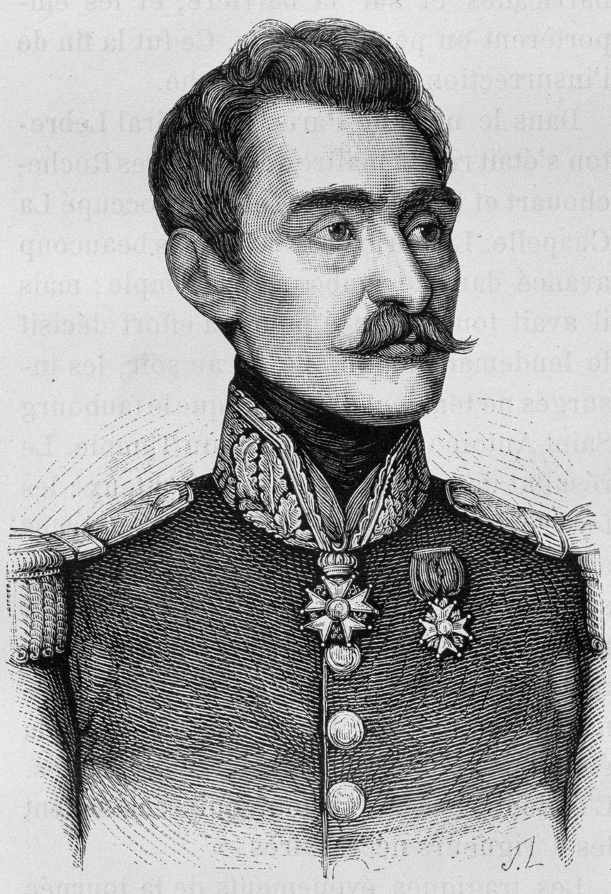 Portrait of General Bréa. Engraving from the end of the 19th century in 