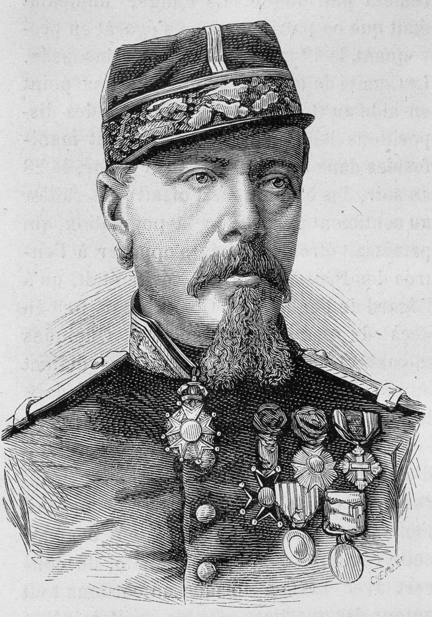 Portrait of General Lecomte who was shot by the insurgents in 1871. Engraving in 