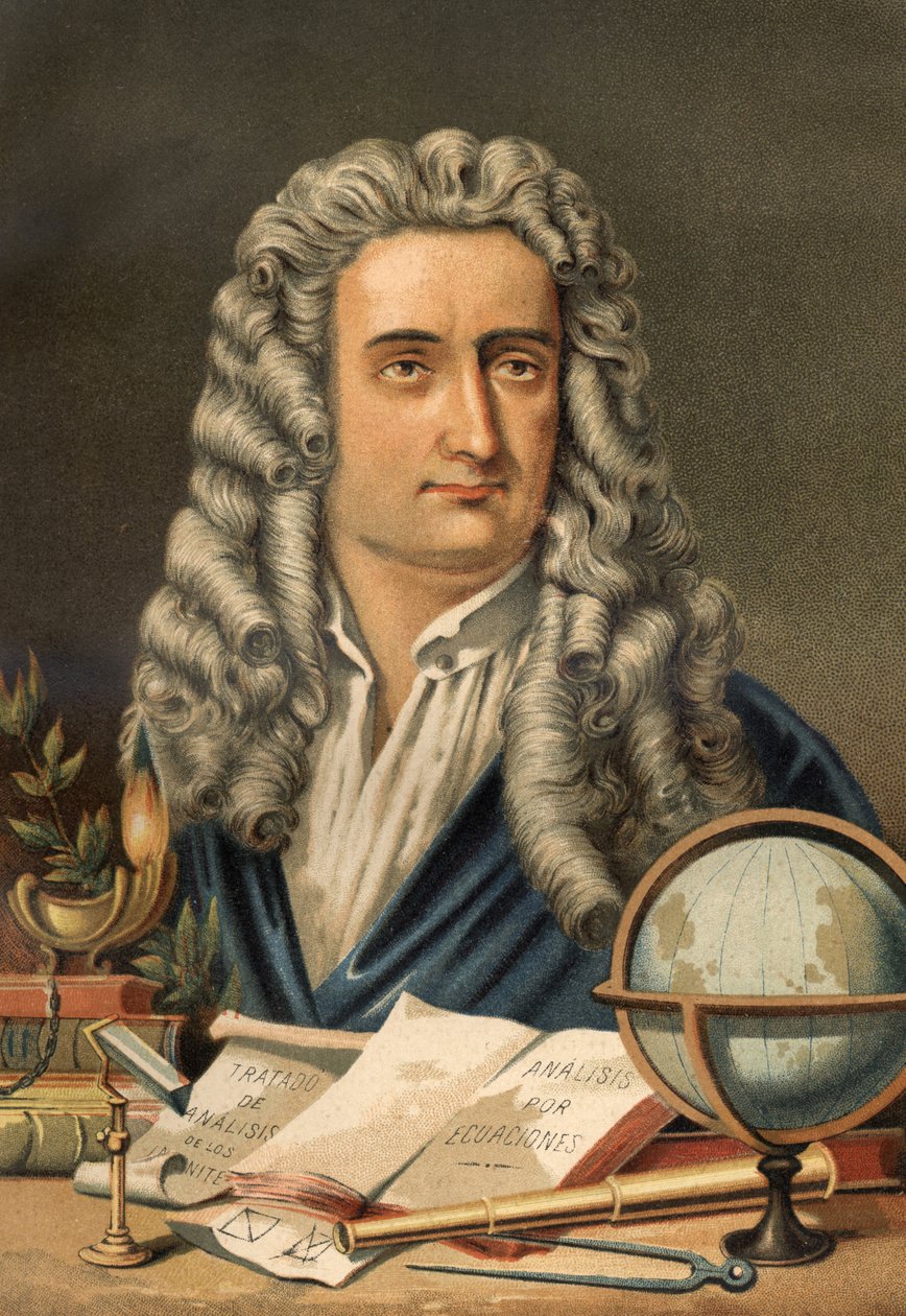 Portrait of Isaac Newton (1642-1727), English mathematician, physicist and astronomer - from “La Ciencia y sus Hombres” by Louis Figuier. Barcelona 1881 by Unknown artist