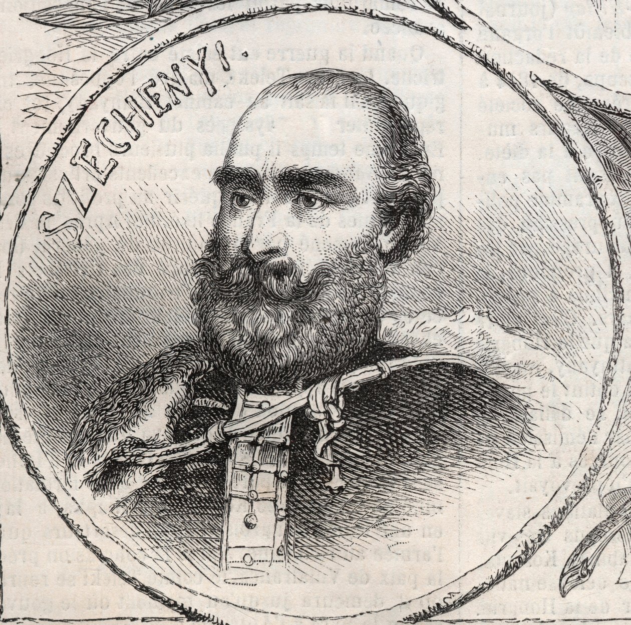 Portrait of Istvan Szechenyi, Hungarian politician - Engraving from 
