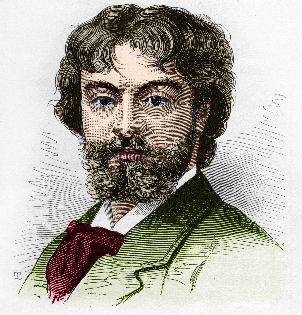 Portrait of Jean Sully Mounet dit Mounet-Sully (1841-1916), French Comedian, Member of the Comedie Francaise. Engraving in 