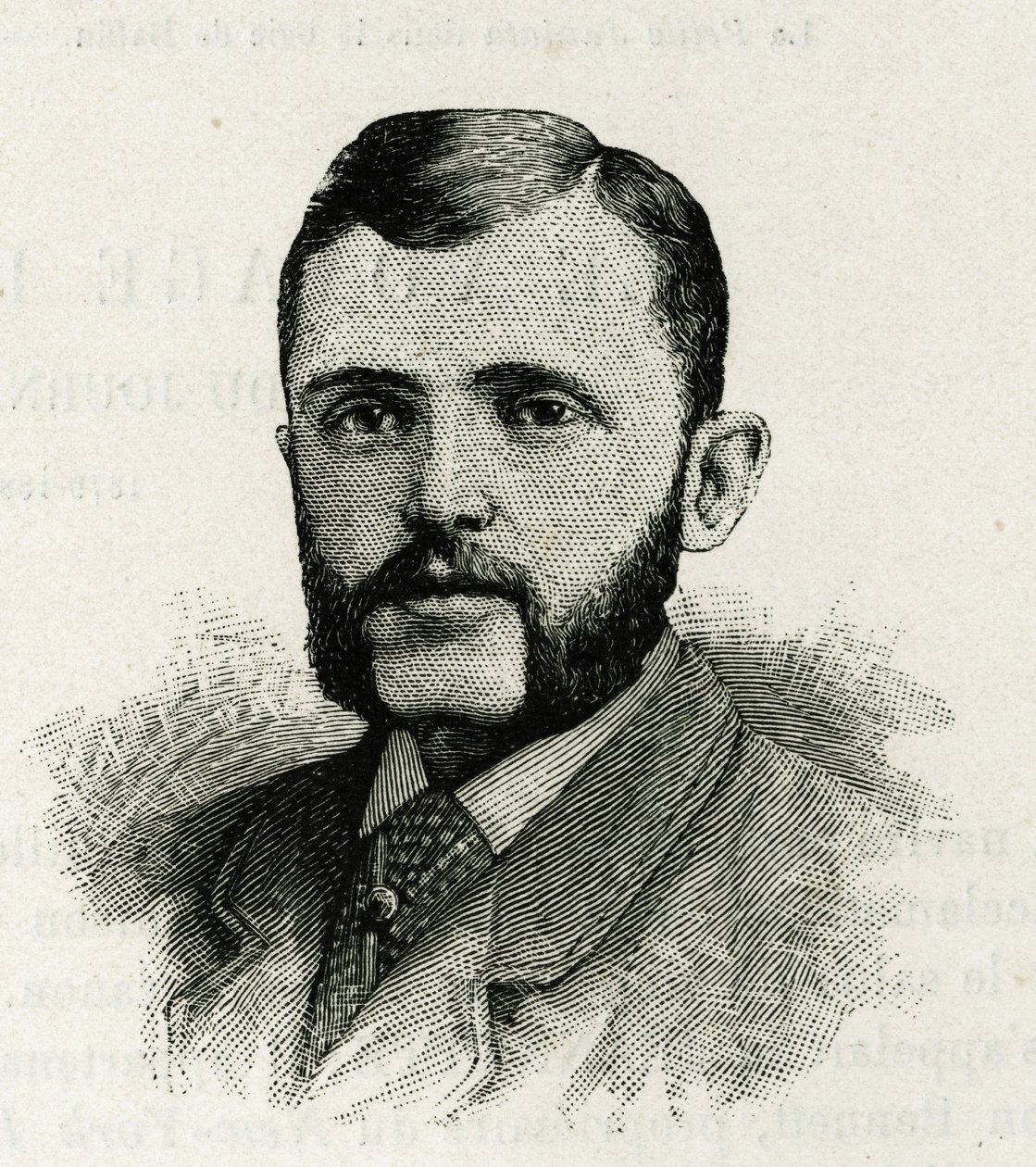 Portrait of L. Newcomb, member of the crew of La Jeannette, for the mission to North Pole. Engraving to illustrate 