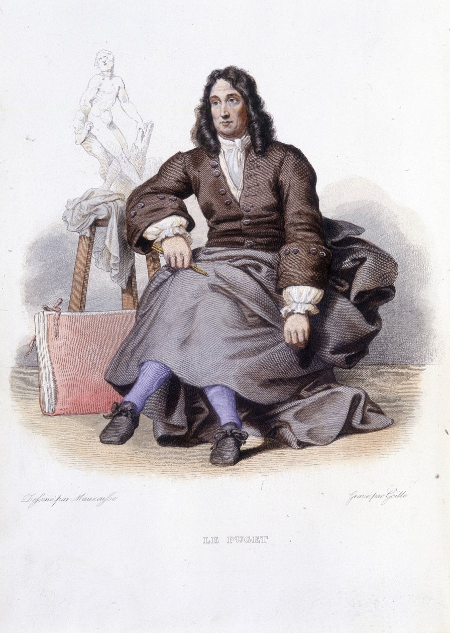 Portrait of Le Puget (Pierre Puget) French Sculptor, Painter and Architect (1620-1694) - in Le Plutarque Français, Ed. Mennechet by Unknown artist