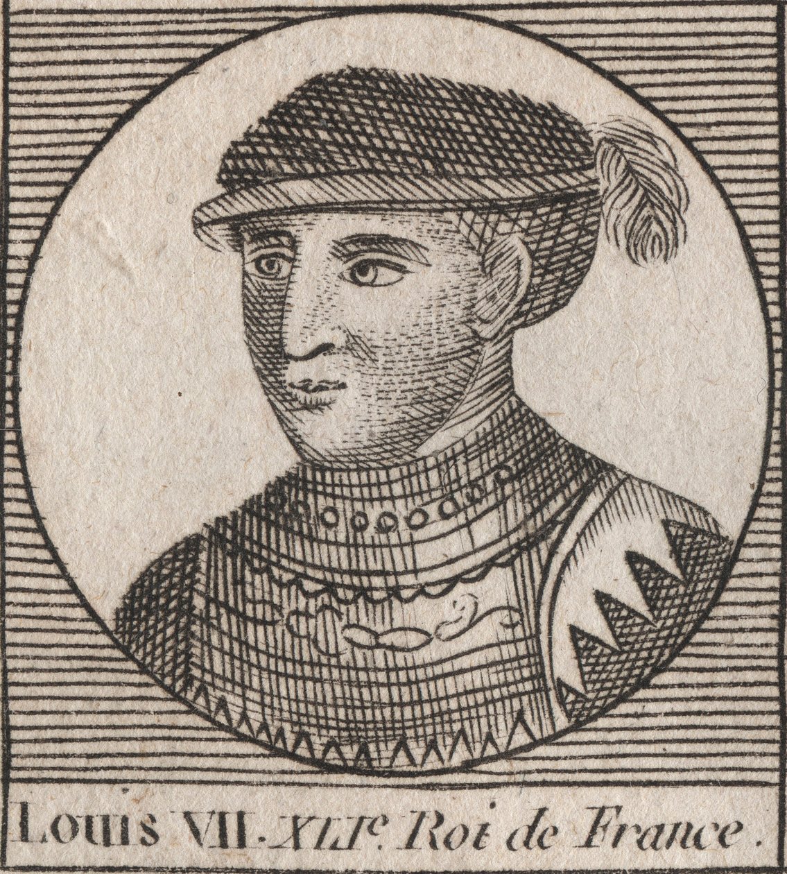 Portrait of Louis VII called the Younger (1120-1180), King of the Franks from 1137 to 1180 - engraving from “Instruction sur l