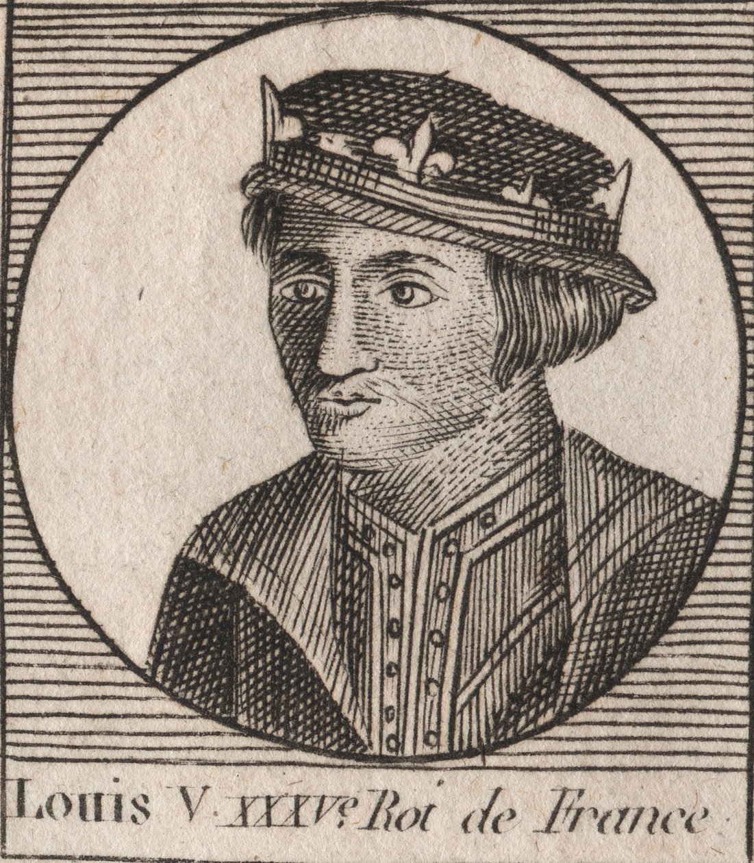 Portrait of Louis V the Indolent, King of France - engraving from 