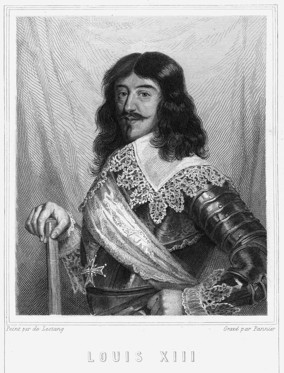 Portrait of Louis XIII (1601 - 1643), King of France - in Histoire des Français by Lavallée, engraving, sd by Unknown artist