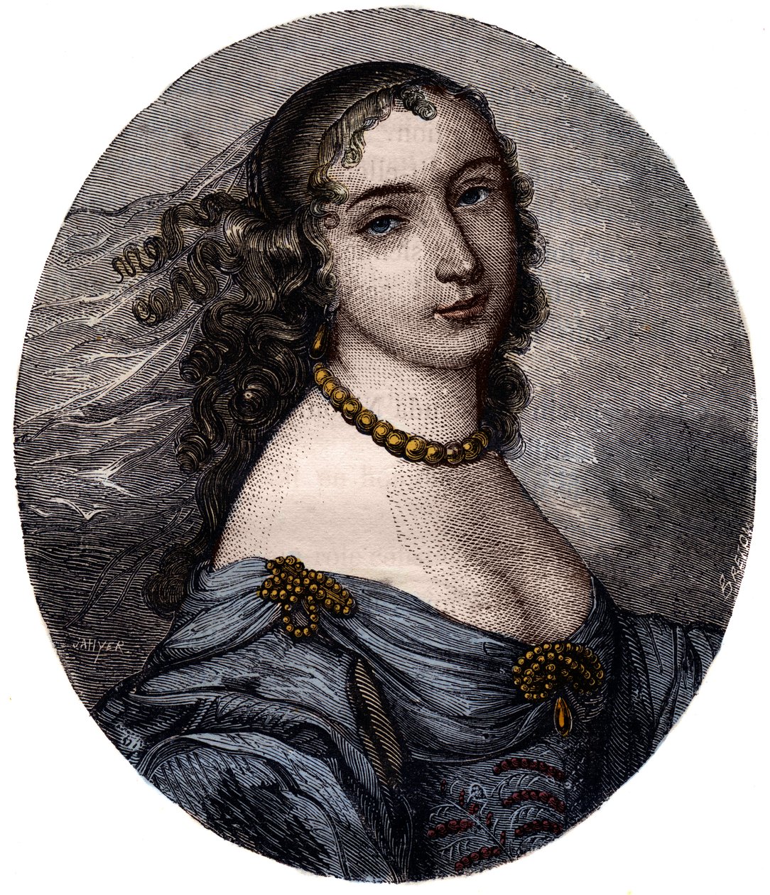 Portrait of Marguerite Hessein, Madame de la Sabliere (1636-1693) French Salonniere. Engraving of the 19th century. by Unknown artist