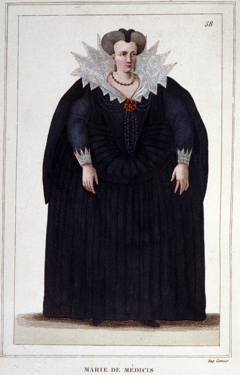 Portrait of Mary of Medici (1573 - 1642), Wife of Henry IV and Mother of Louis XIII. Engraving from 1830 by Unknown artist