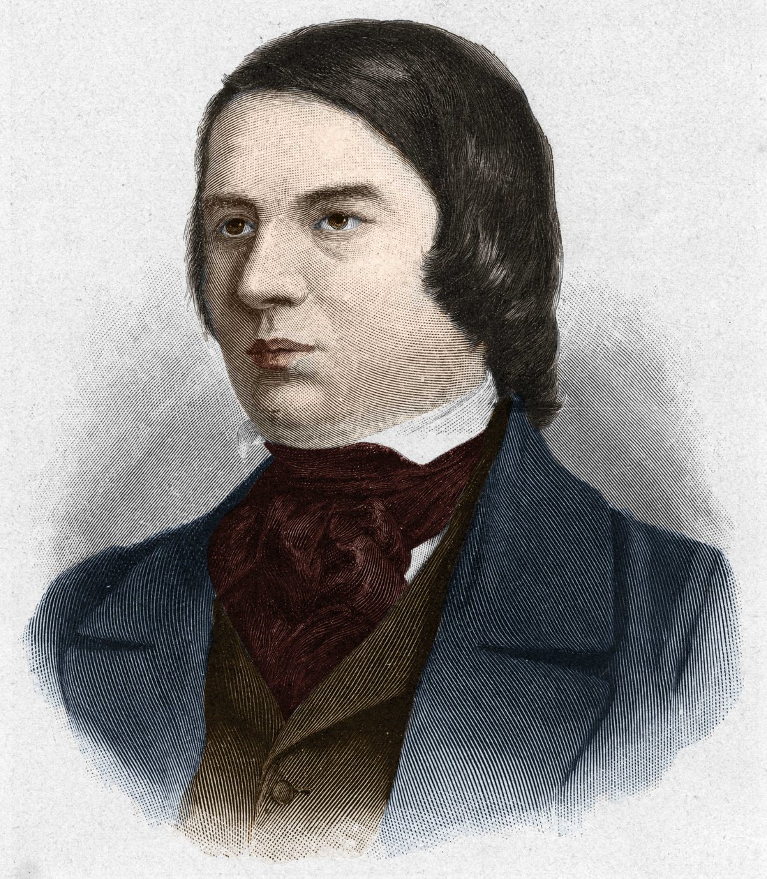 Portrait of Robert Schumann (1810-1856), German composer. Based on a drawing by Mengel. by Unknown artist