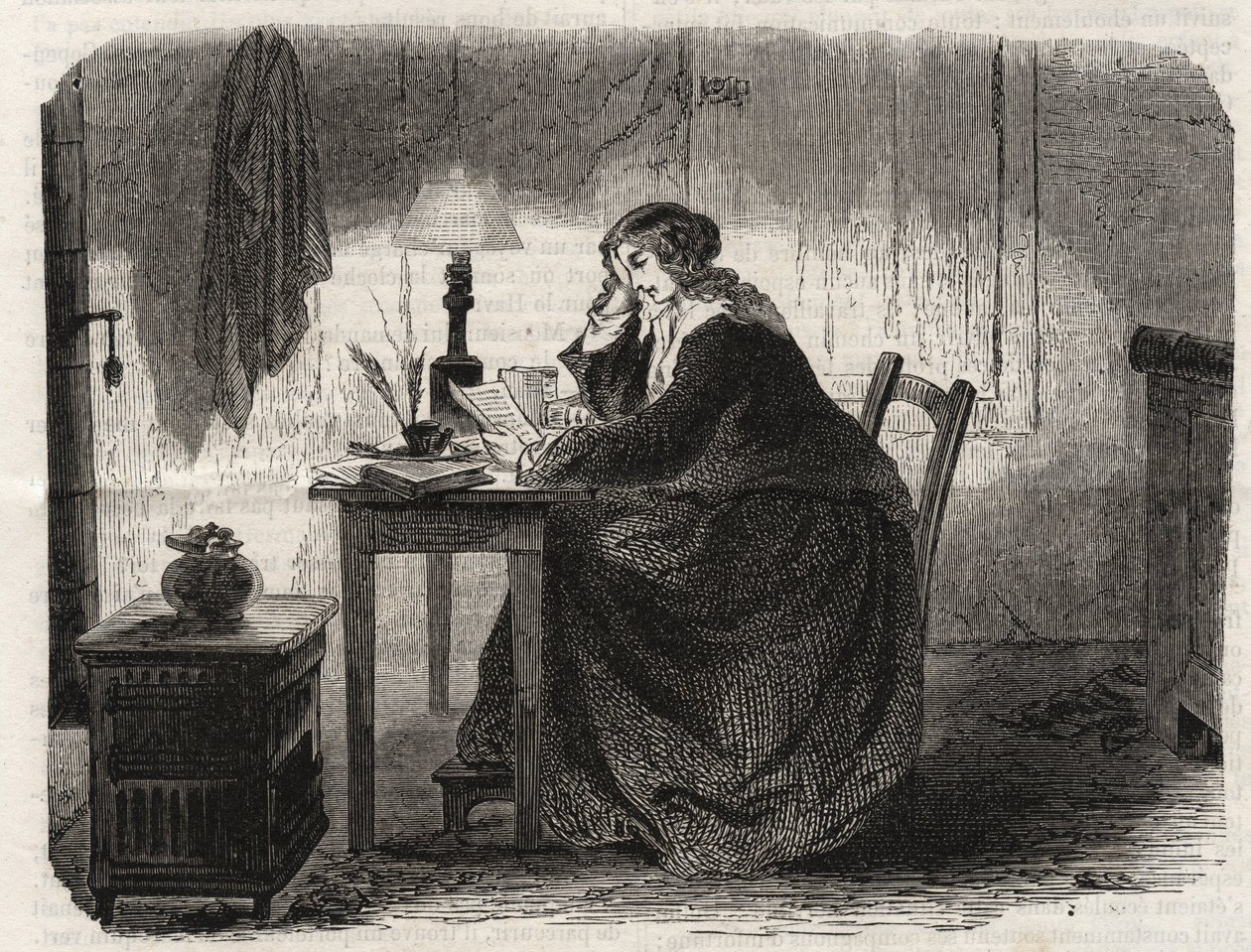 Portrait of Sophie Germain (1776-1831) French mathematician - Engraving 1860 by Unknown artist